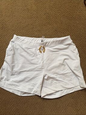 Charlies White Athletic Shorts with Gold Ring Detail